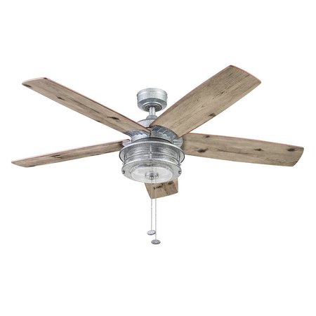 HONEYWELL CEILING FANS Foxhaven, 52 in. Indoor/Outdoor Ceiling Fan with Light, Galvanized 51632-40